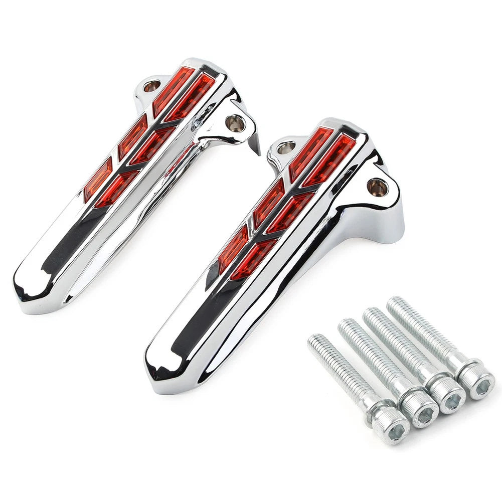 Front Lower Fork Leg Covers LED Light for Harley FLHR FLHTK FLHX Chrome-Orange