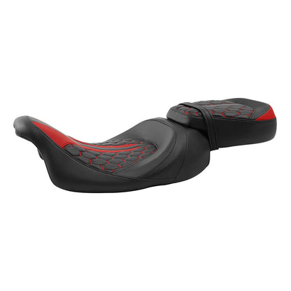 Rider Driver & Passenger Gel Seat Fit For Harley Road Glide King 09-23 Black Red