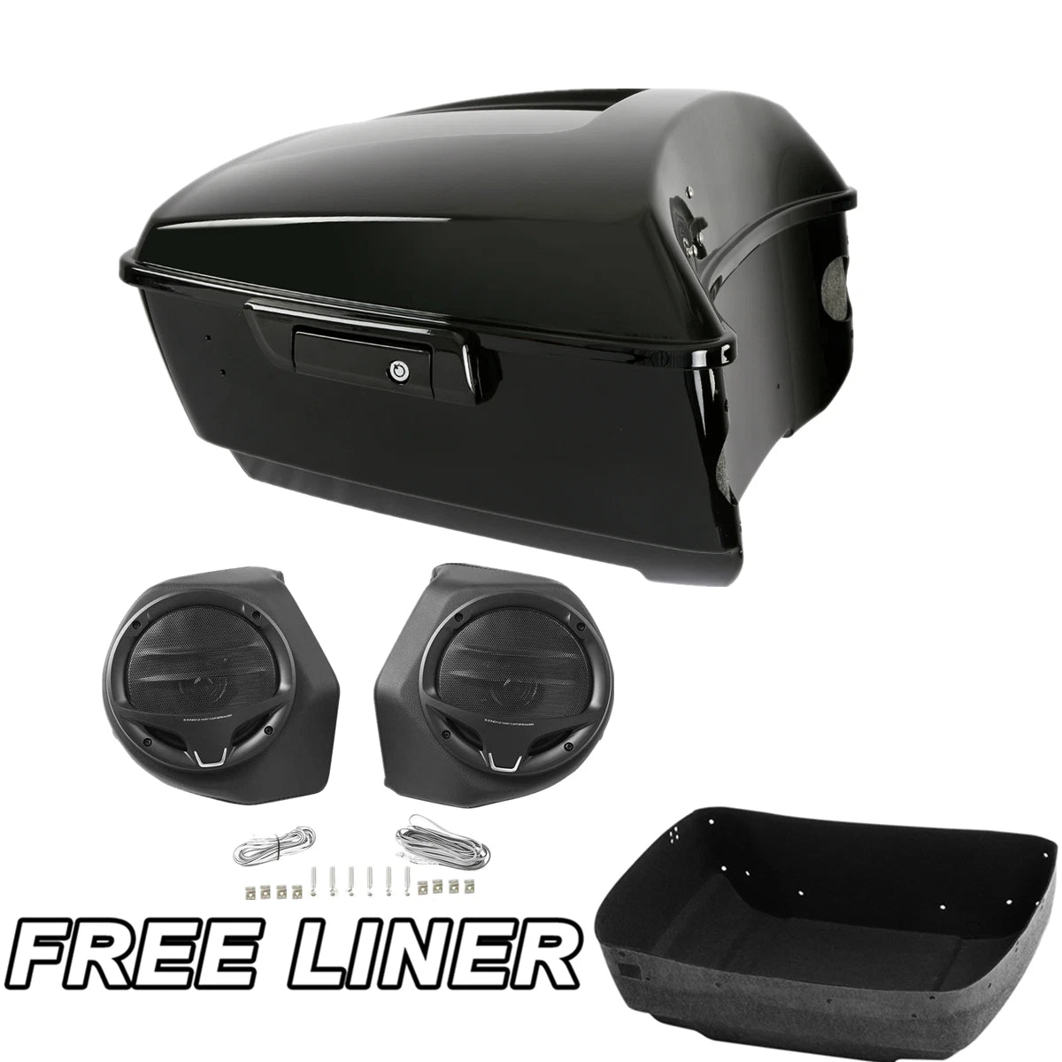 Black King Trunk & Speakers Fit For Harley Trunk Touring Street Road Glide 14-Up