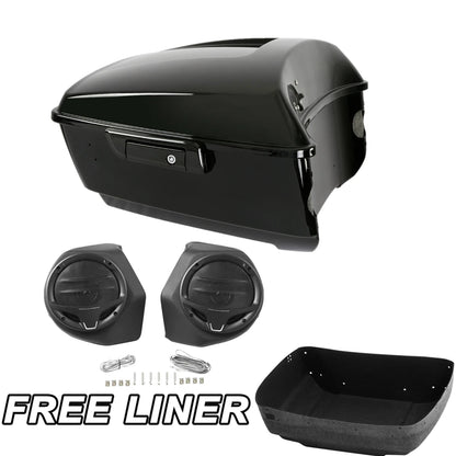 Black King Trunk & Speakers Fit For Harley Trunk Touring Street Road Glide 14-Up