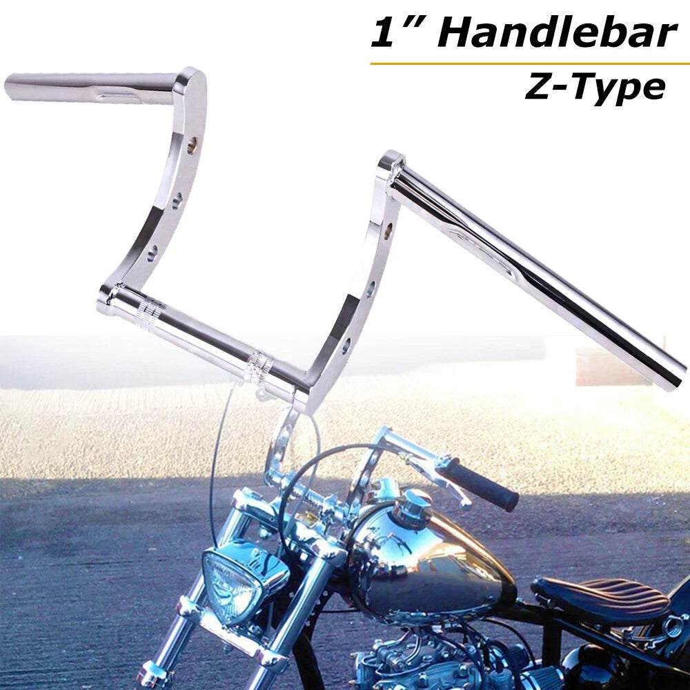 Motorcycle Chrome 1" Z Bars Drag Pullback Handlebar For Harley Chopper Bobber US
