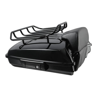 Black Razor Trunk Top Rail Backrest Pad Mount Rack Fit For Harley Touring 14-25
