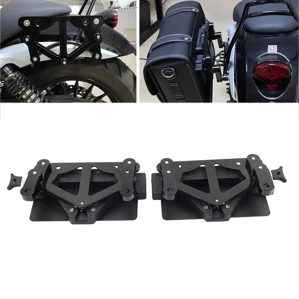 BLK Motor Saddlebag Guard Rails Bracket Quick Release Lockable Mount For Harley