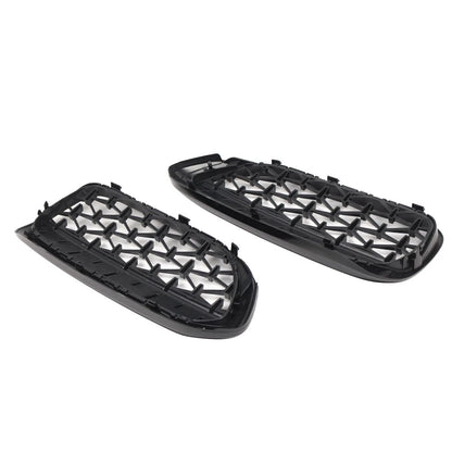 1 Pair Front Kidney Grille Glossy Black For BMW 5 Series G30 G31 2017-2019