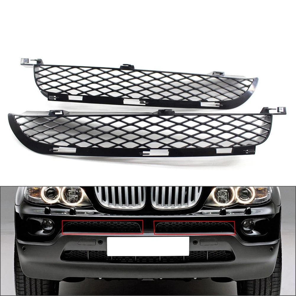 1 Pair Front Grille Upper Bumper Mesh Grill For BMW X5 E53 2003-2006