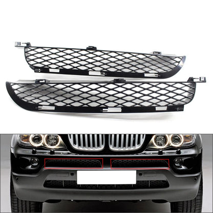 1 Pair Front Grille Upper Bumper Mesh Grill For BMW X5 E53 2003-2006