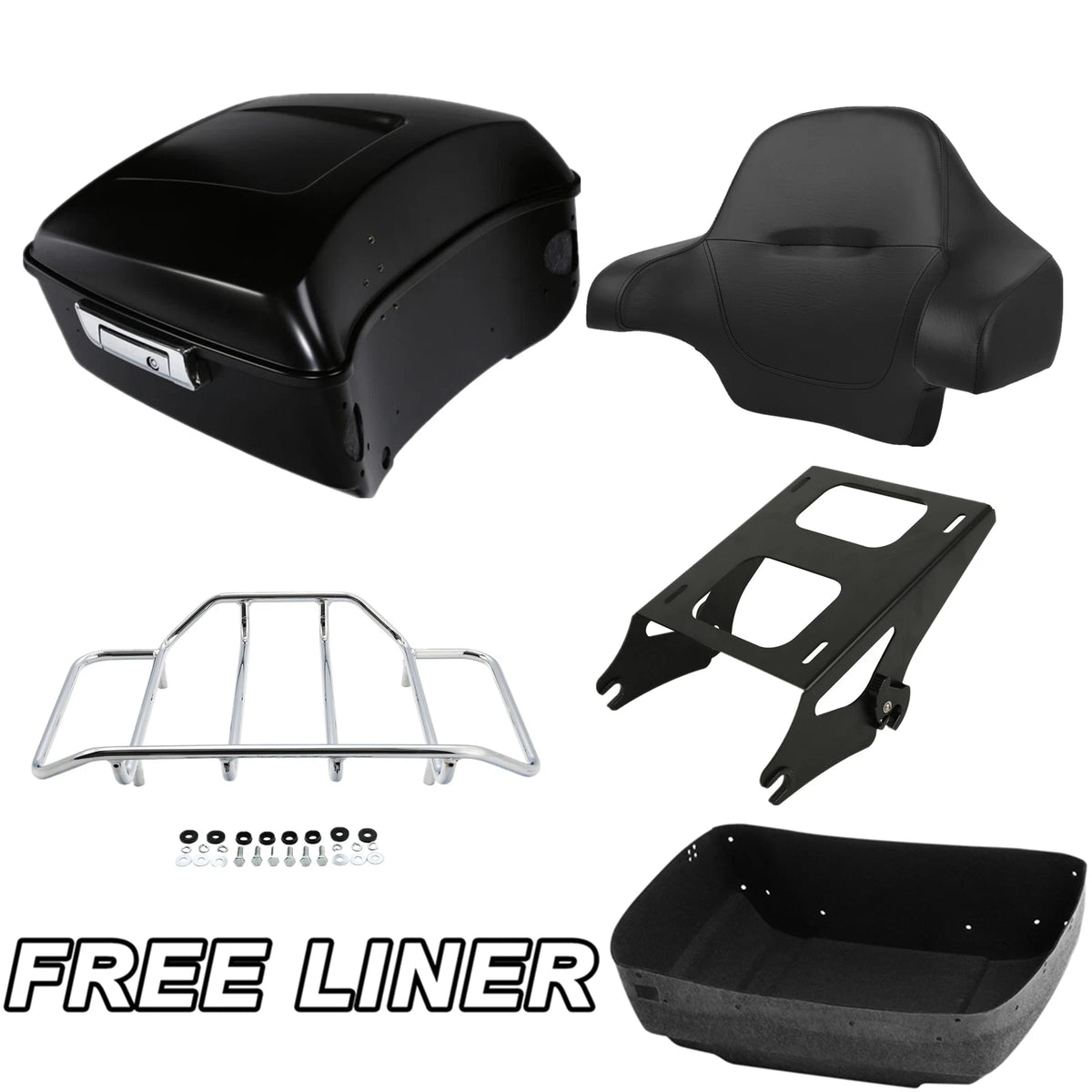 King Trunk Backrest Pad Mount Fit For Harley Touring Glide 2014-Up