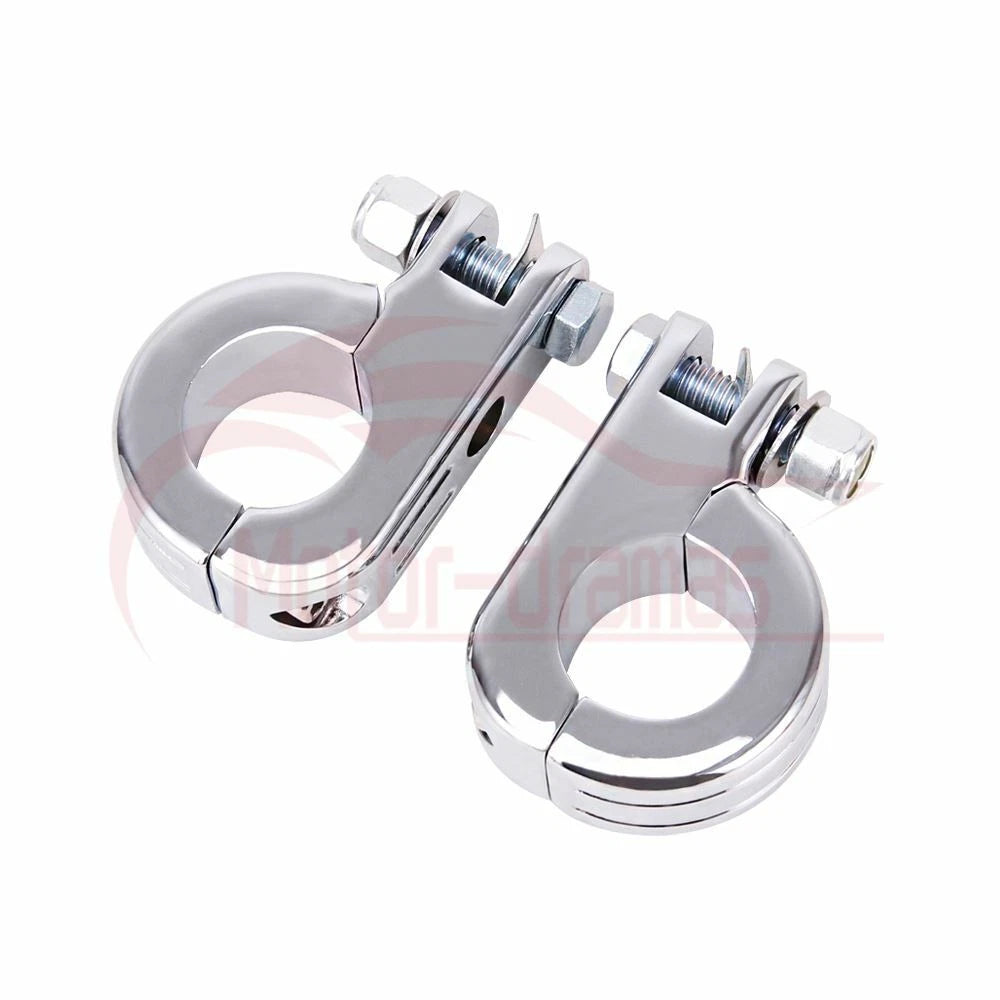 Chrome 1.25" 1-1/4" Foot Pegs Mounting Kit For Harley Highway Engine Guard Bars