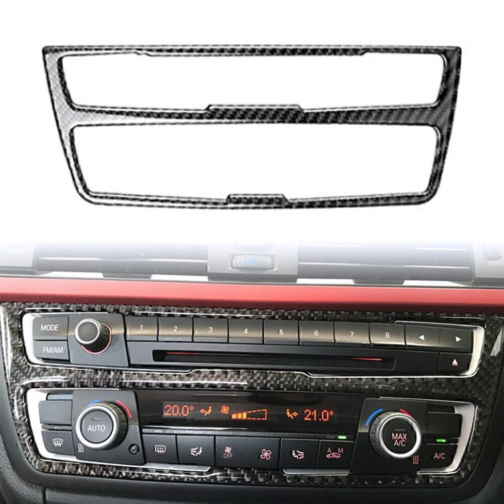 Air Condition Media Control Panel Trims For BMW 3 4 Series F30 F33 Carbon Fiber
