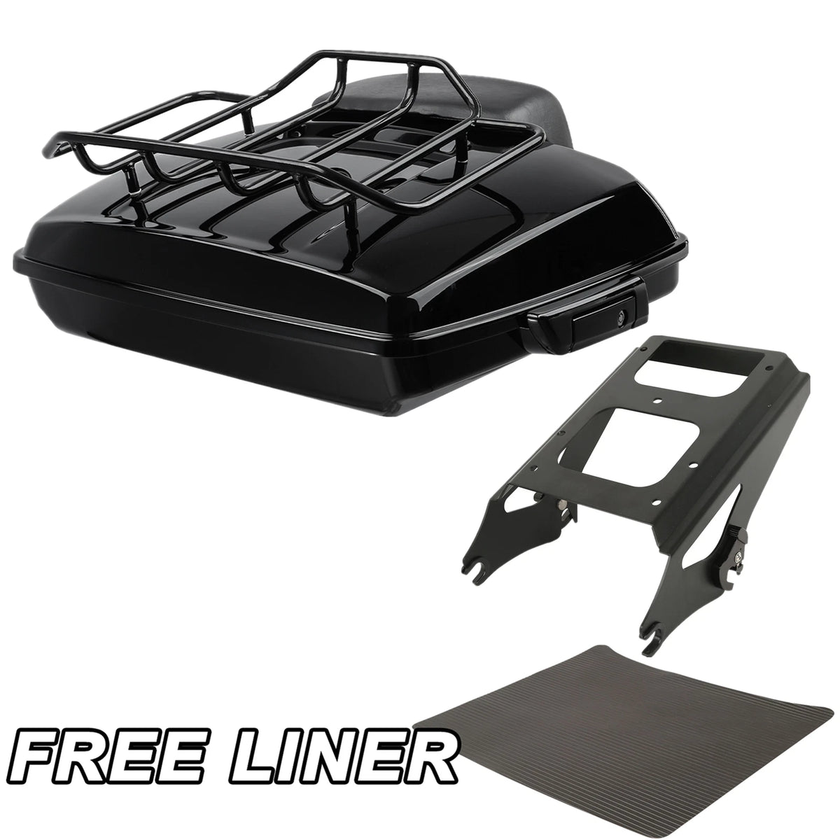 Black Razor Trunk Backrest Luggage Rack Mount Fit For Harley Electra Glide 09-13