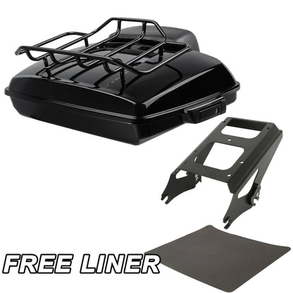 Black Razor Trunk Backrest Luggage Rack Mount Fit For Harley Electra Glide 09-13
