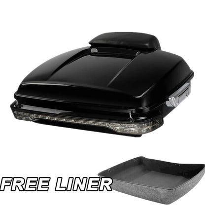 Chopped Trunk Backrest Pad LED Tail Light Fit For Harley Road Glide King 2014-26