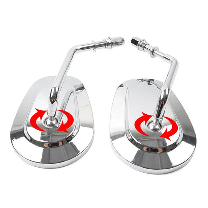 Chrome Motorcycle Short Stem Rearview Side Mirrors For Harley Electra Glide FLHT