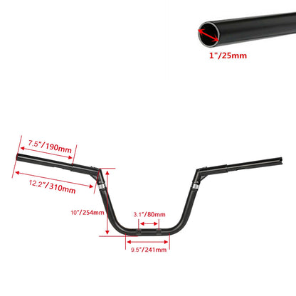 Adjustable 10"Rise 1.25" Handlebar Bar Fit For Harley Softail Deuce Slim Fat Boy