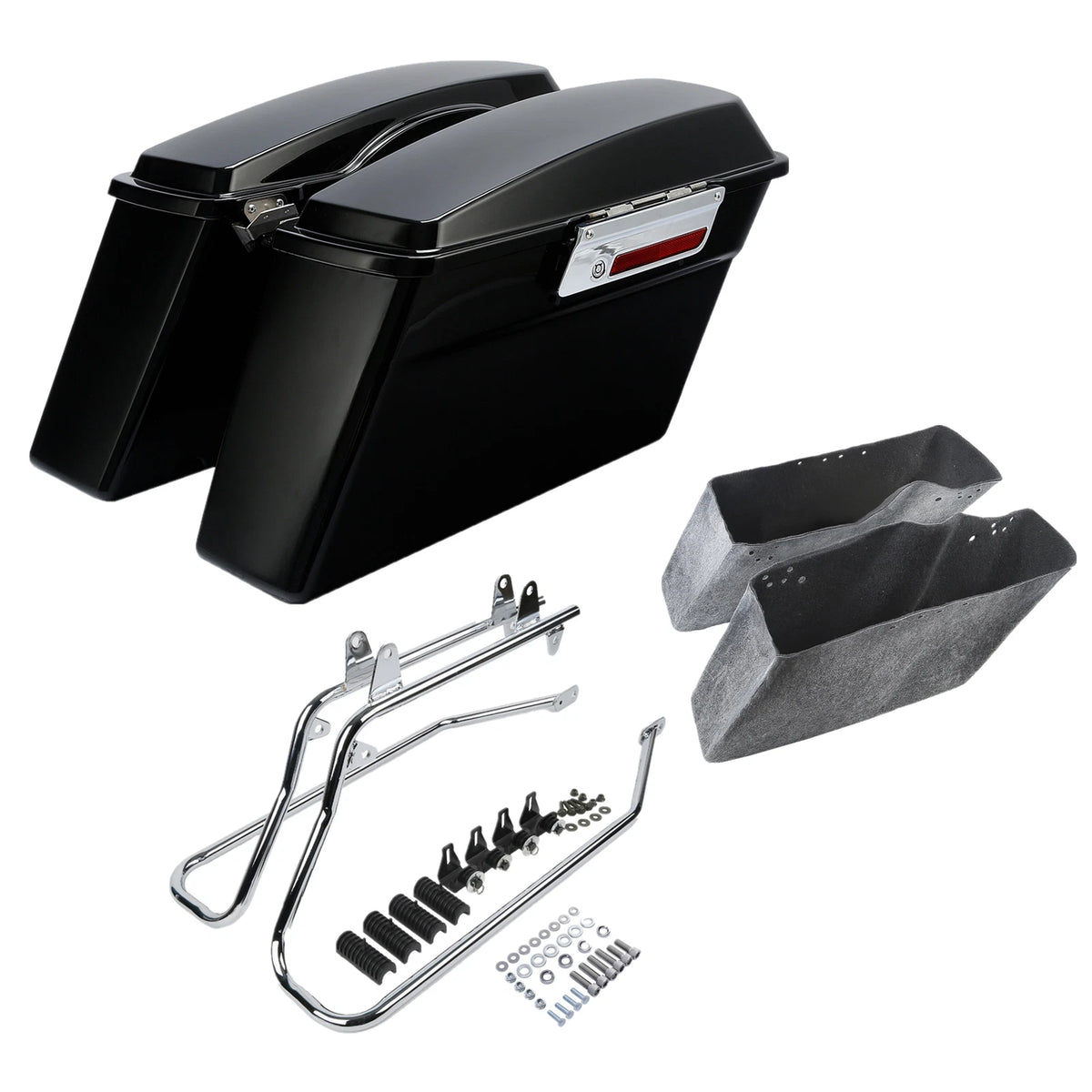 Black Hard Saddlebags & Conversion Bracket Fit For Harley Softail 1984-2017 2016
