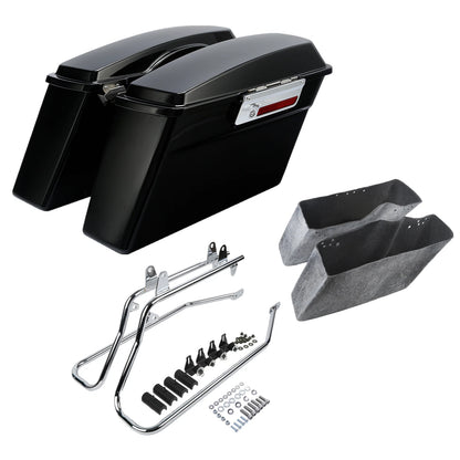 Black Hard Saddlebags & Conversion Bracket Fit For Harley Softail 1984-2017 2016