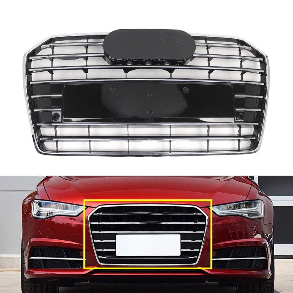 1 Piece Front Bumper Grille Radiator Grill Chrome For Audi A6 S6 C7 2016-2018