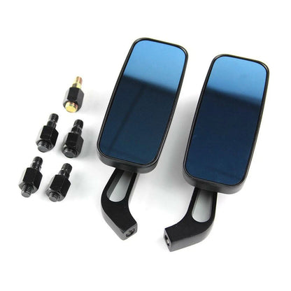 Black Rectangle Motorcycle Mirrors For Harley Cruiser Bobber Chopper Softail US