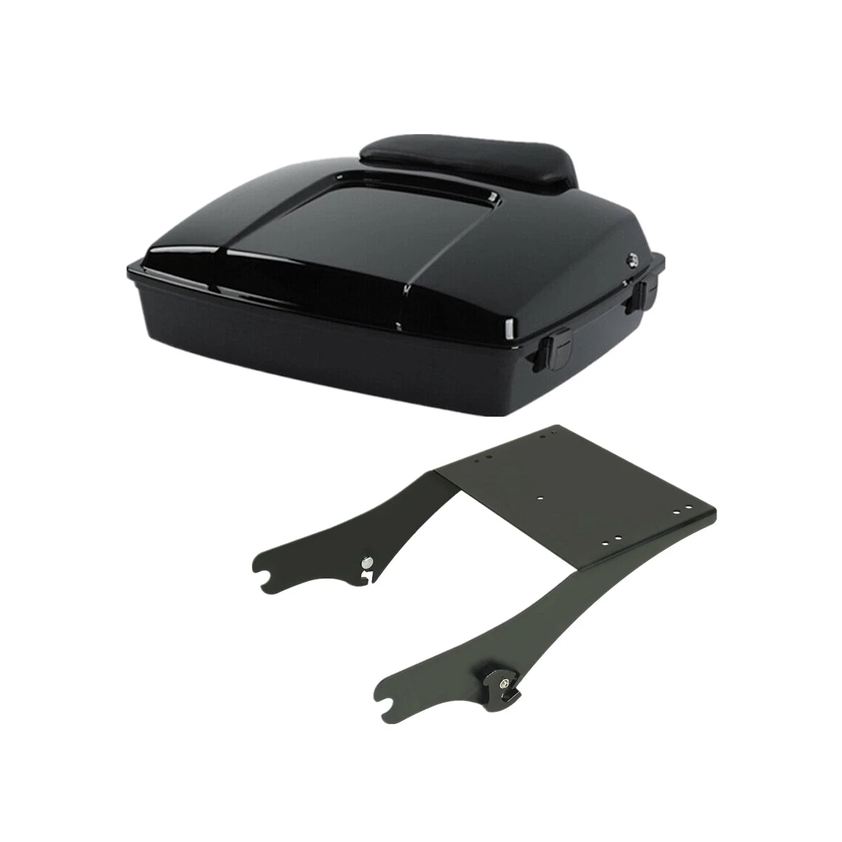 Vivid Black Razor Trunk Pad 2 Up Mount Rack Fit For Harley Touring Models 97-08