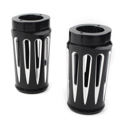 1 Pair Black Fork Boot Slider Cover Cow Bell For Harley Touring FL 1986-2013