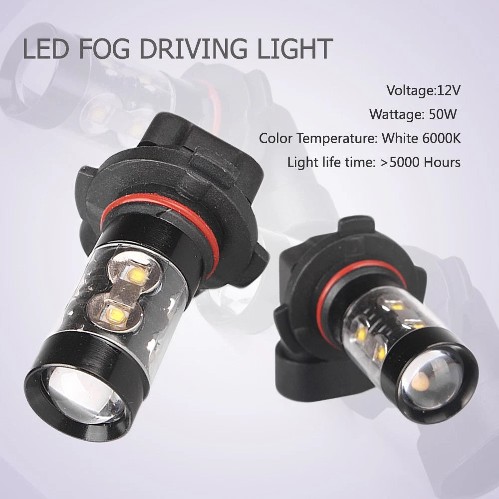 2pcs Car LED Fog Daytime Driving Headlights Lamp Bulbs Cool White H10 50W 6000K