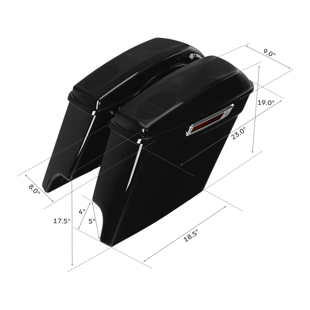 5" Stretched Saddlebags Dual 5x7" Speakers Cutout For Harley Electra Glide 14-Up