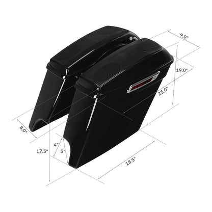 5" Stretched Saddlebags Dual 5x7" Speakers Cutout For Harley Electra Glide 14-Up