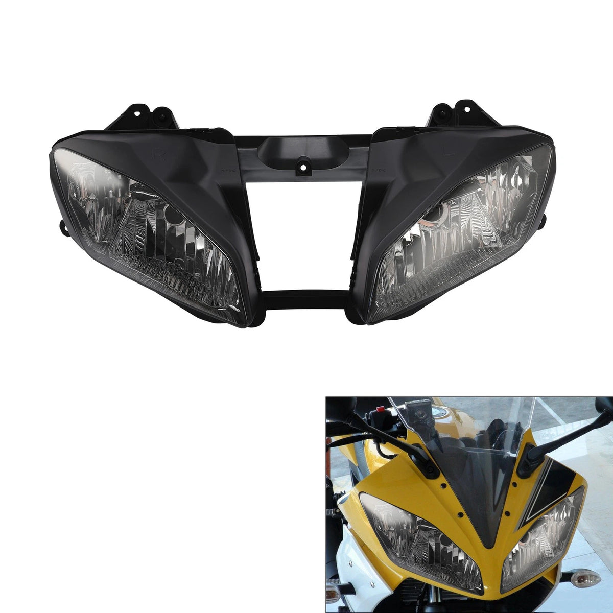 Front Headlight Head Light Lamp Assembly Fit For Yamaha YZF R6 YZFR6 2008-2016