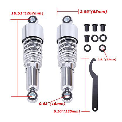 Pair 10.5'' 267mm Rear Shock Absorber For Harley Sportster 883 1200 Dyna Set