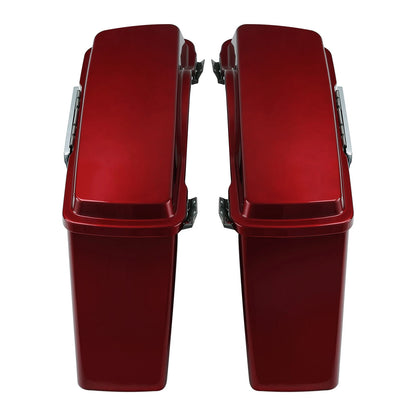 Red Hard Saddlebags & Conversion Bracket For Harley Davidson Softail FLST 84-17