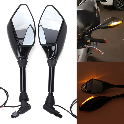 Motorcycle LED Turn Signal Light Universal Indicator Rearview Side Mirrors 10mm
