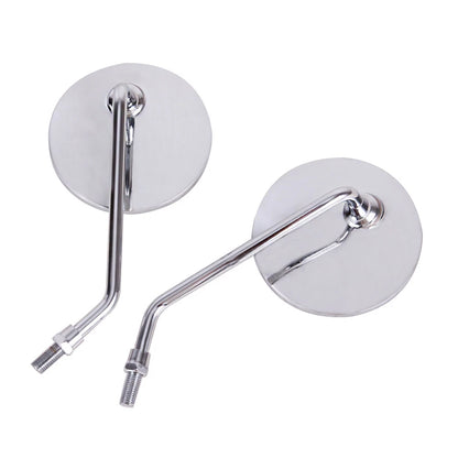 Metal 10mm Chrome Long Stem Motorcycle Mirrors Round For Harley Honda Scooter US