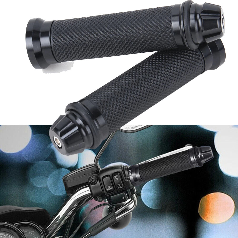Black Motorcycle Hand Grips Rubber Gel 7/8" For Honda Suzuki Kawasaki Yamaha