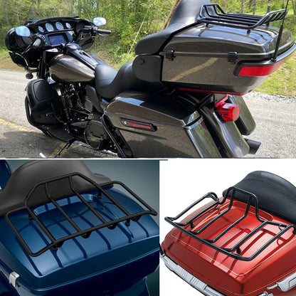 Black Tour Pack Pak Trunk Luggage Top Rack For Harley Road Street Electra Glide