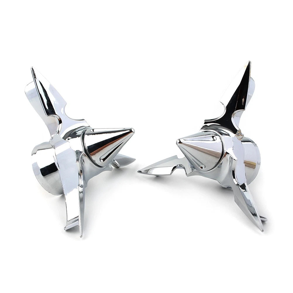 For Harley Softail Touring Chrome Spun Blade Spinning Front Axle Cap Nut Cover