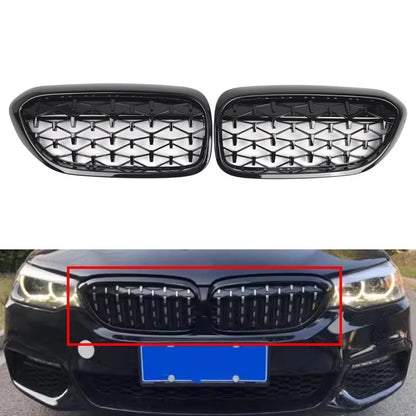 1 Pair Front Kidney Grille Glossy Black For BMW 5 Series G30 G31 2017-2019