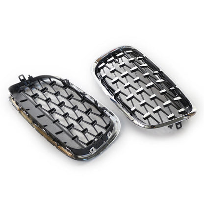 Front Kidney Grille Grill Diamond Style For BMW X5 E70 07-13 ABS Chrome 2pcs US