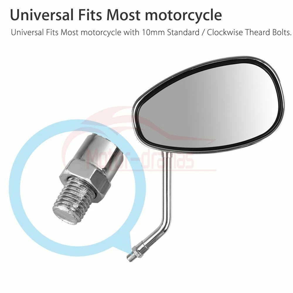 Chrome Motorcycle Mirrors For Honda Shadow Spirit 750 1100 VTX1300 VTX1800 10MM