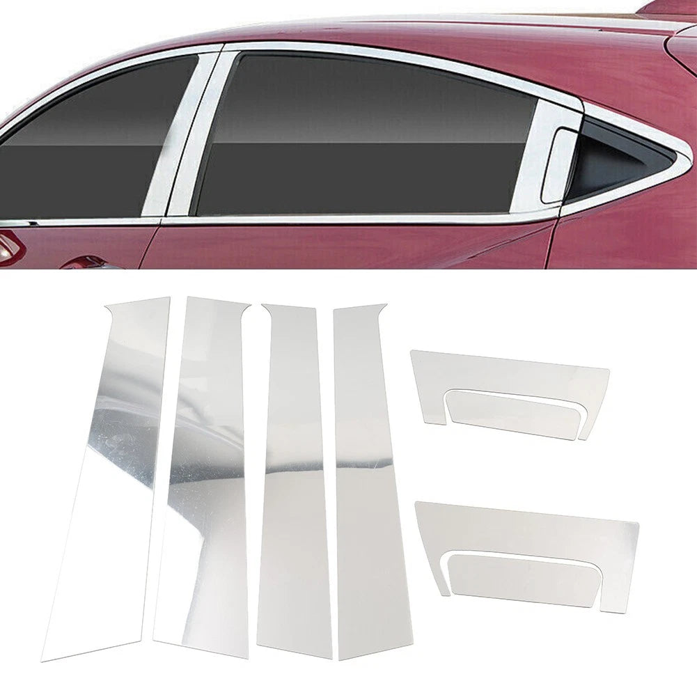 Pillar Post Set Door Window Cover Trim Silver For Honda HRV HR-V Vezel 4-Door