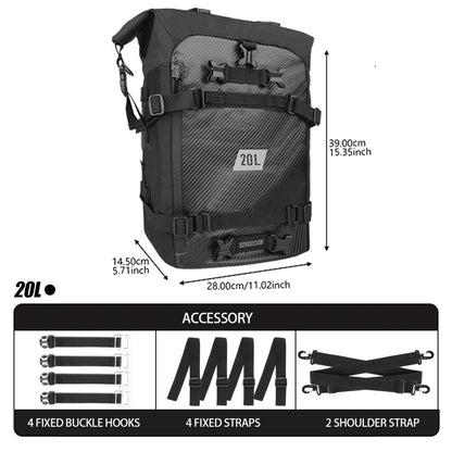 20L Tail Bag Motorcycle Storage Backpack Black Multi-functional Rear Seat Bag