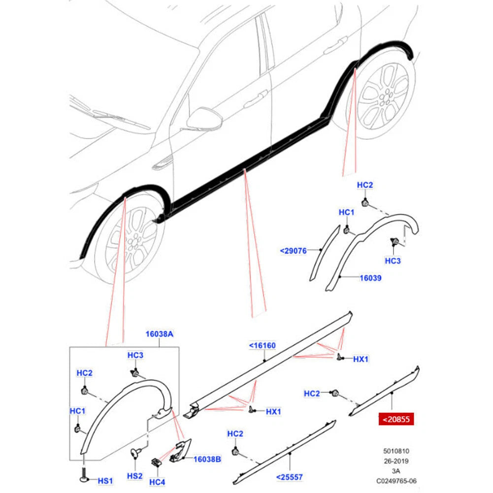 For Land Rover Discovery Sport 2015-2019 Right Side Rear Door Guard Trim Strip