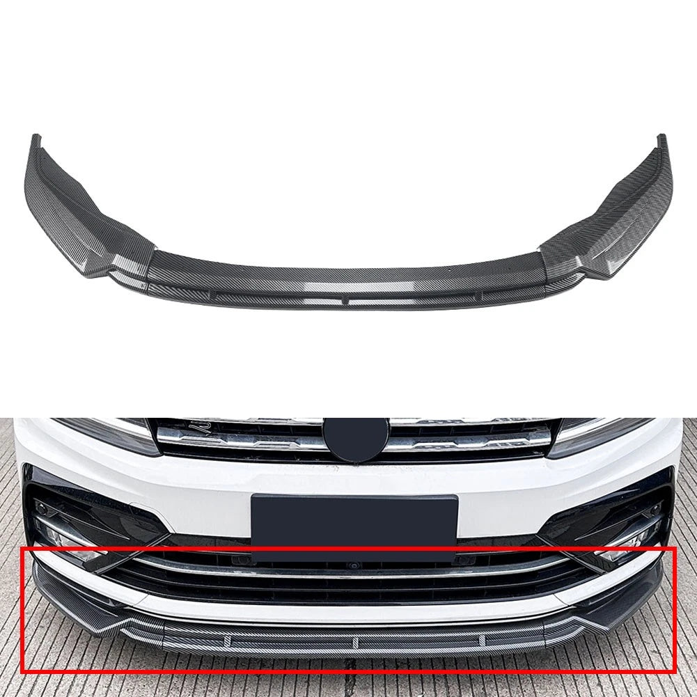 Carbon Look Front Bumper Lip Spoiler For VW Tiguan MK2 Pre-facelift 17-20