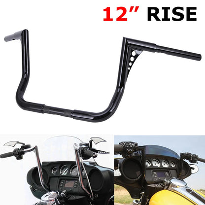 12" Inch Handlebar Rise Ape Hangers For Touring Electra Glide Street Glide