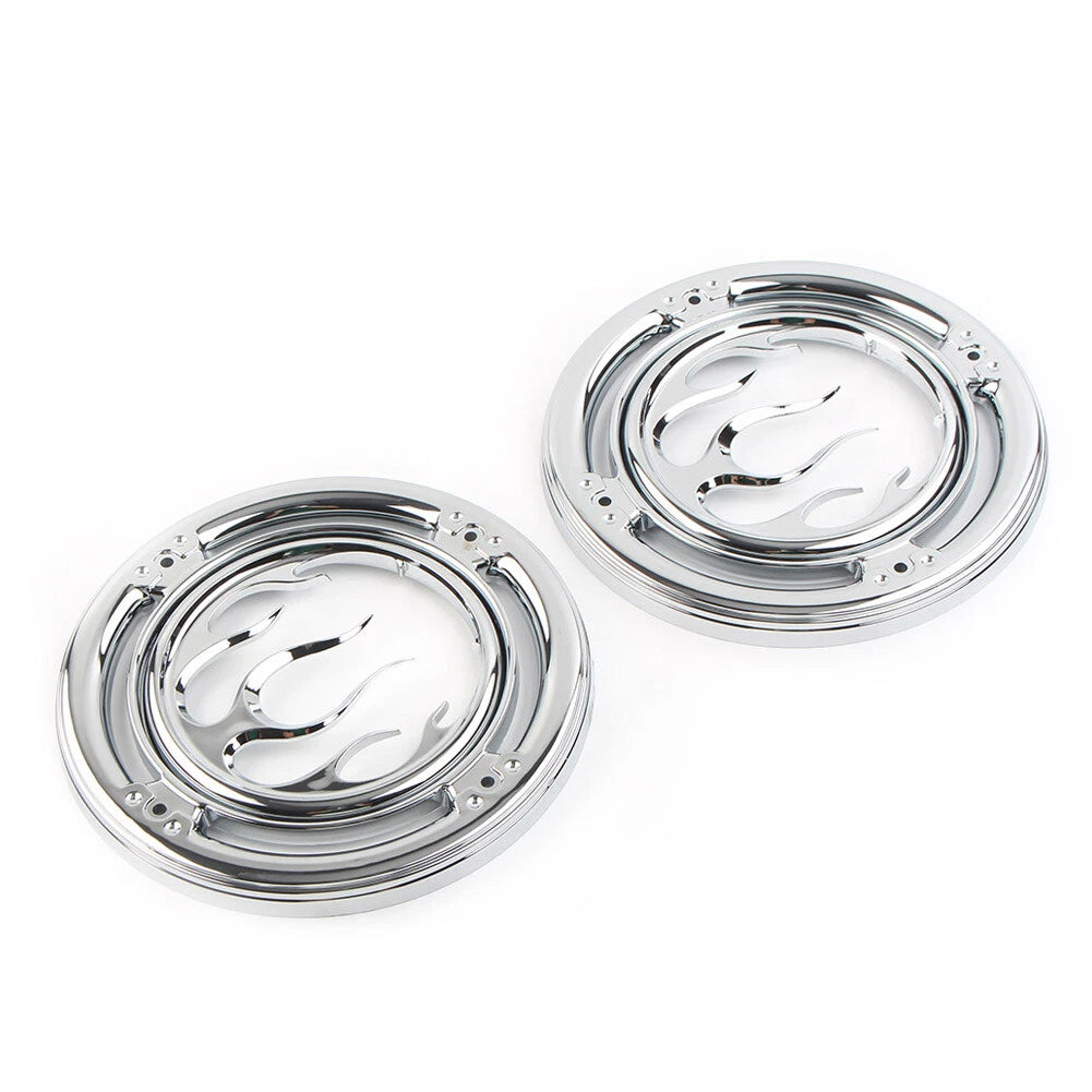 Chrome Rear Speaker Accent Trim Cover For Harley Electra Street Tri Glide Pair