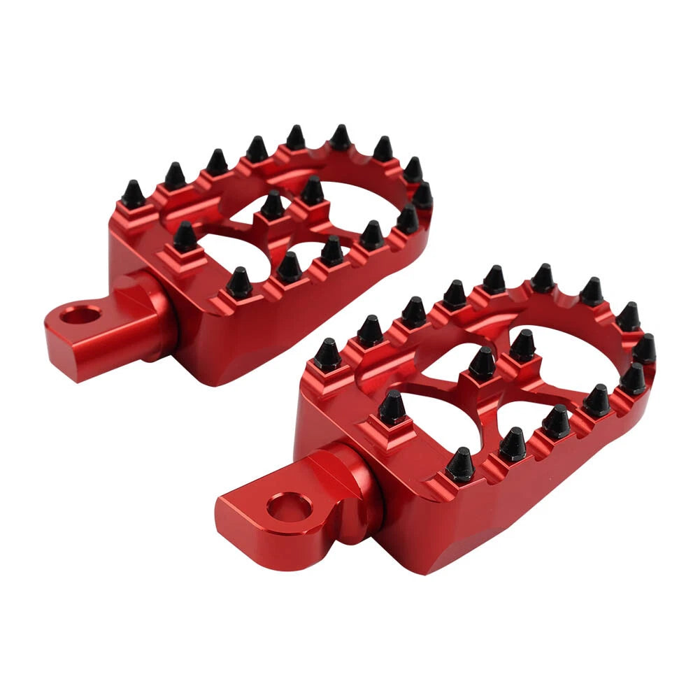 Wide Fat Foot Pegs MX Style Footpegs For Harley Dyna Sportster Fatboy Red+Black
