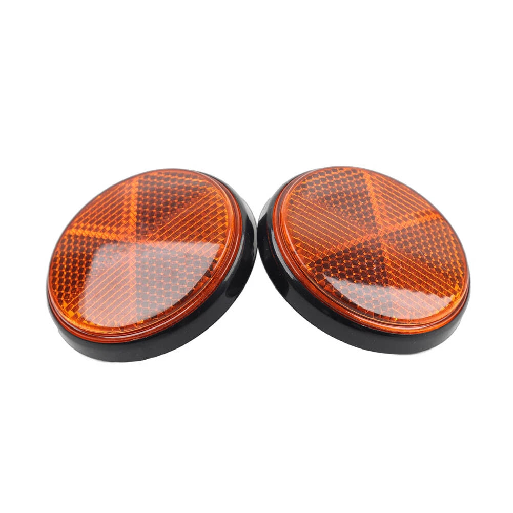 M5 2PCS Round Warning Reflector Side Marker Universal For Motorcycle ATV Yellow