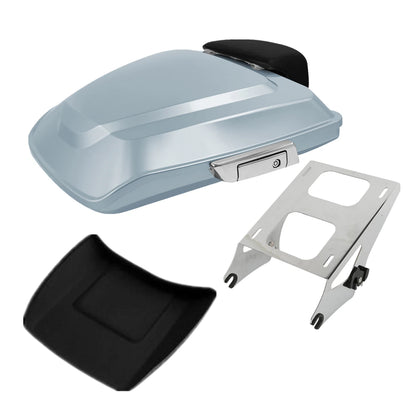 Silver Razor Trunk Backrest Pad Mount Rack For Harley Electra Street Glide 14-25