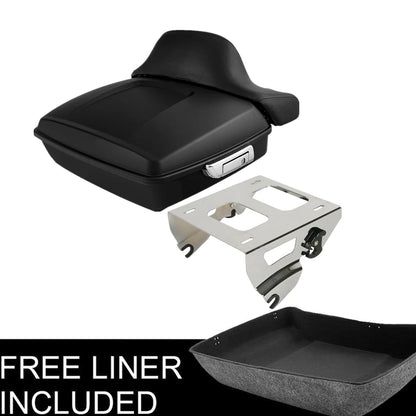 Matt Black Chopped Trunk Pad Solo Rack Fit For Harley Touring 14-25 23