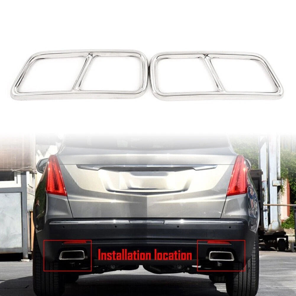 Stainless Steel Exhaust Muffler Tail Pipe Cover Trim For Cadillac XT5 2016-2020
