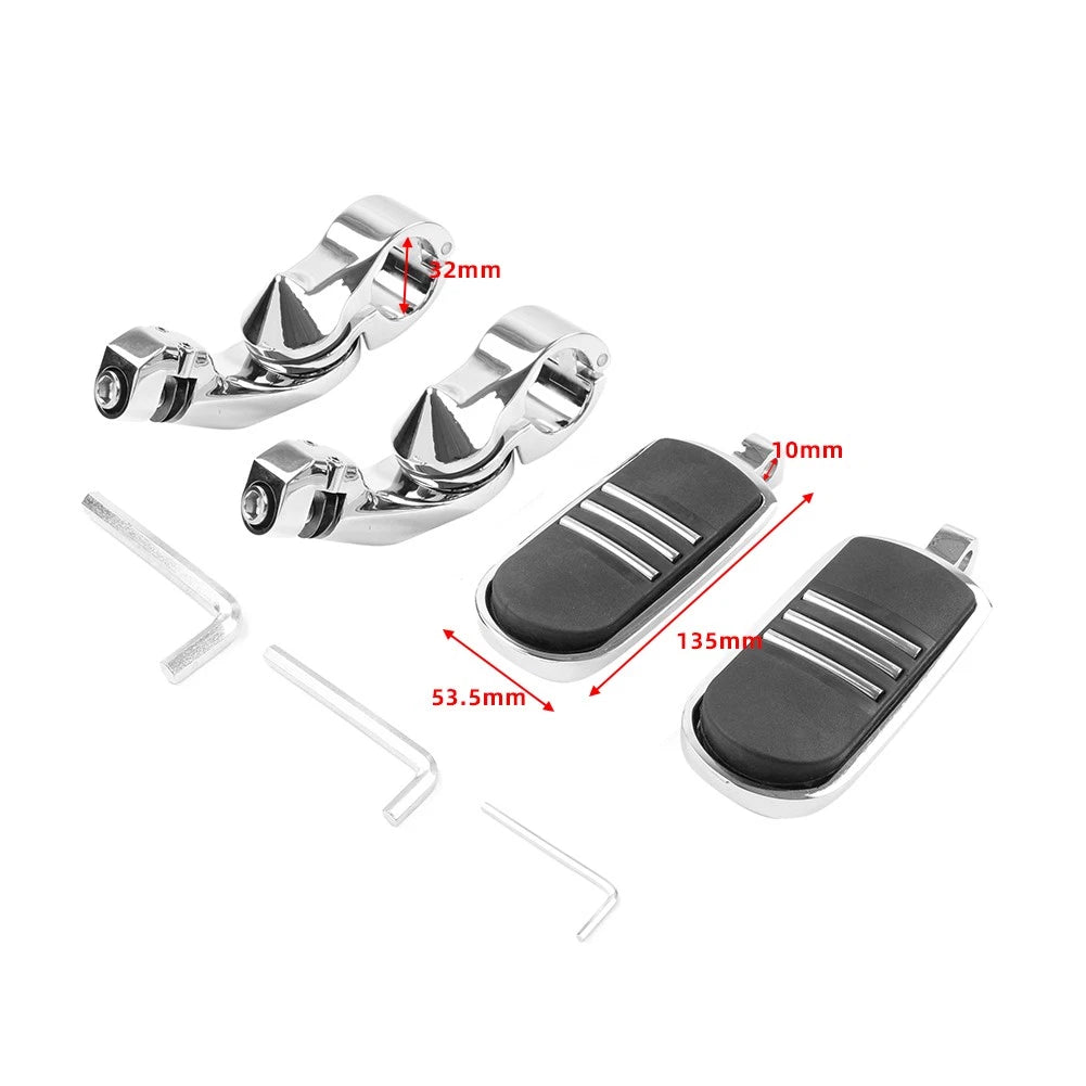 32MM 1.25" Short Angled Highway Engine Guard Foot Pegs For Harley Touring